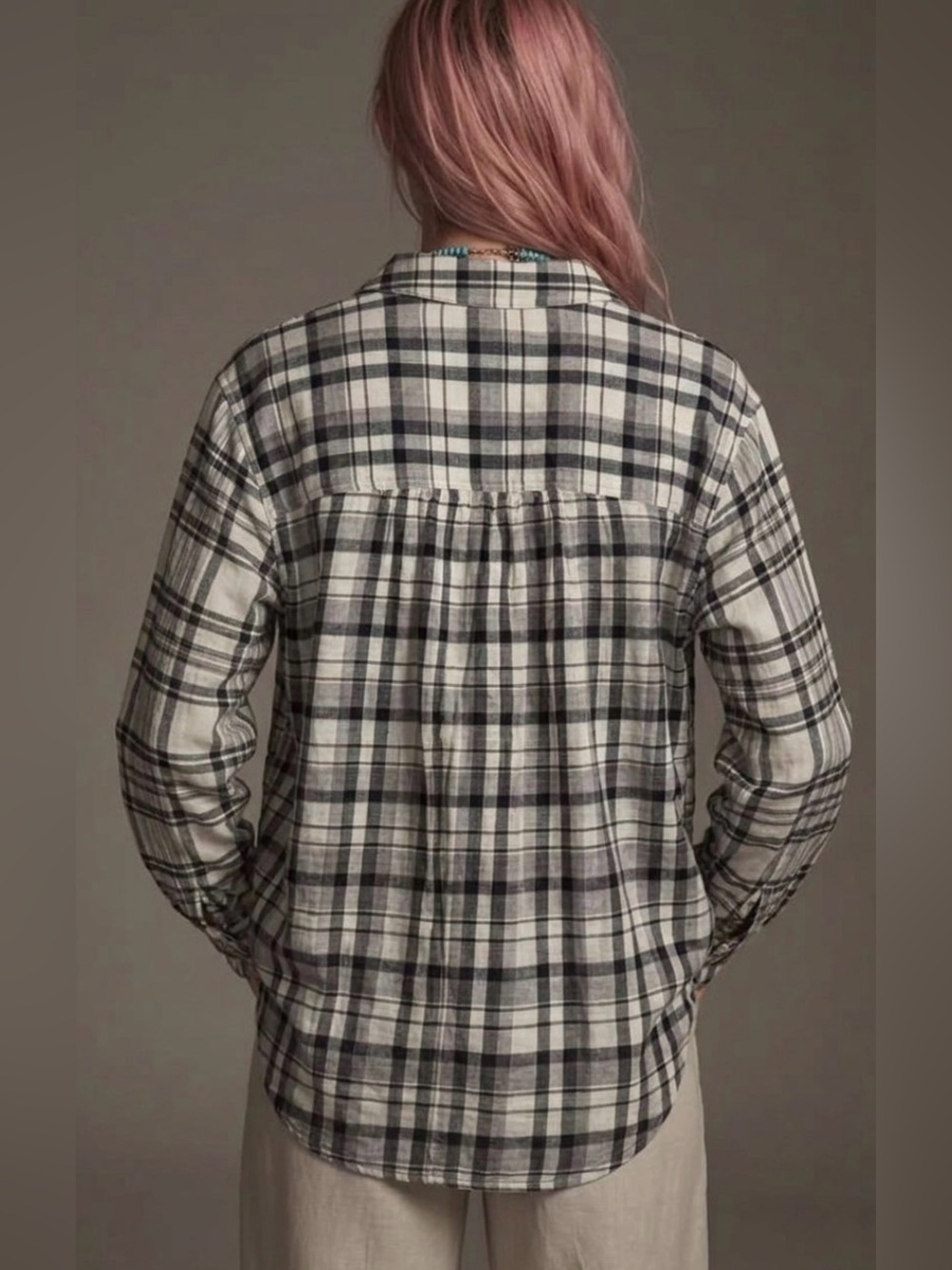 Anthropologie Pilcro The Hadley Plaid Shirt M - Picture 2 of 5